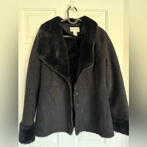 White House Black Market Black Faux Fur Women's Coat